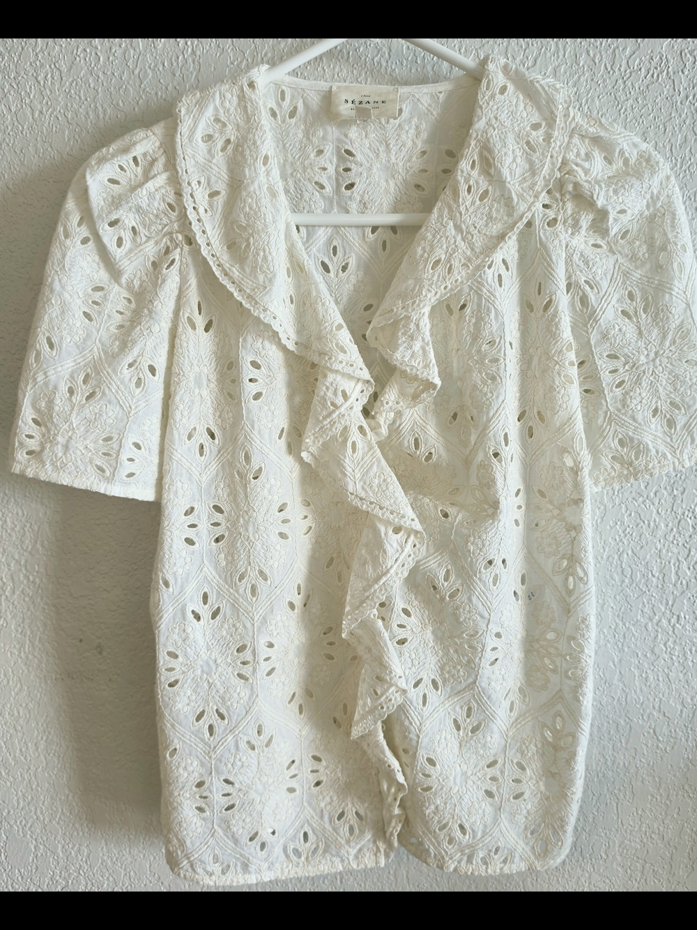 ​Sézane Irène Blouse - Ecru Eyelet - Size 34 (US 2)